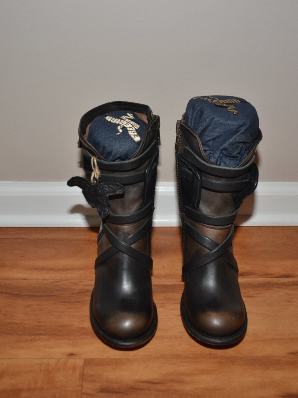 Freebird by Steven Baker NEW Black distressed Strap/Zip Women's Boots Size 7 - Picture 5 of 15